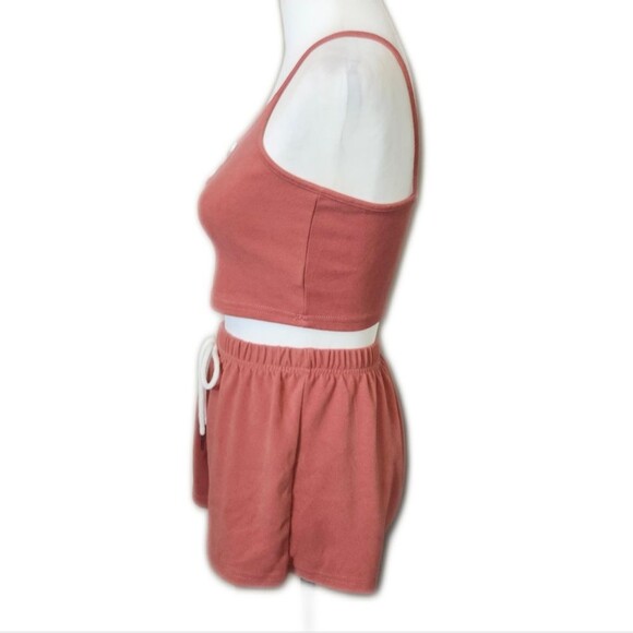 Two Piece Soft Stretchy Shorts & Tank Top, Mauve Pink, Small - Picture 2 of 6